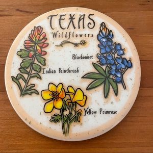 Vintage Texas Wildflowers Ceramic Wall Decor or Coaster